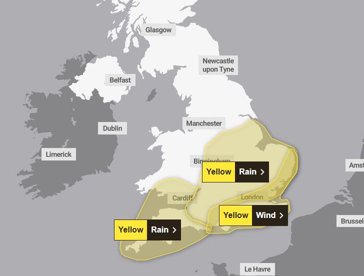 Met Office forecast as Hertfordshire hit by yellow warning